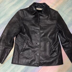 J. Crew Vintage Leather Trucker Jacket Womens Size XS P Button